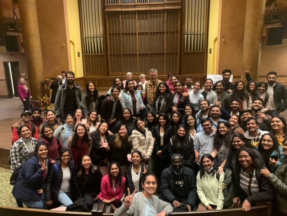 A large group picture of Health Care Administration students with Dr BJ Miller